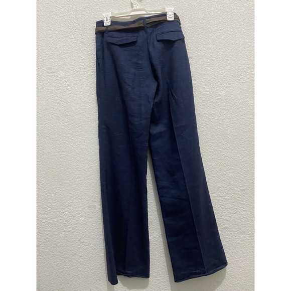 Theory Womens Dress‎ Pants 0 Blue  Wool/Linen Trouser Comfy Office Basic W/ Belt - Picture 4 of 6